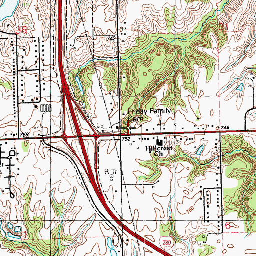 Topographic Map of Friday Family Cemetery, IA