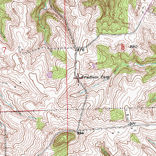 Topographic Map of Friedlein Cemetery, IA