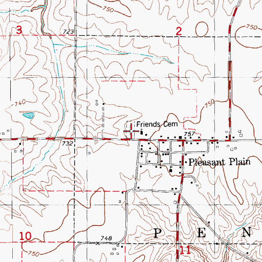 Topographic Map of Friends Cemetery, IA