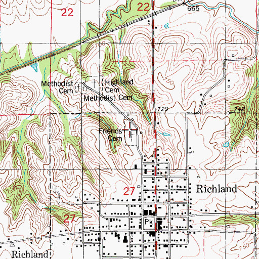 Topographic Map of Friends Cemetery, IA