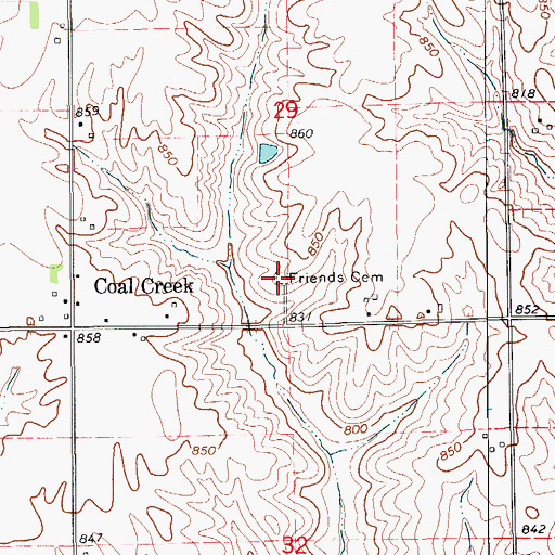 Topographic Map of Friends Cemetery, IA