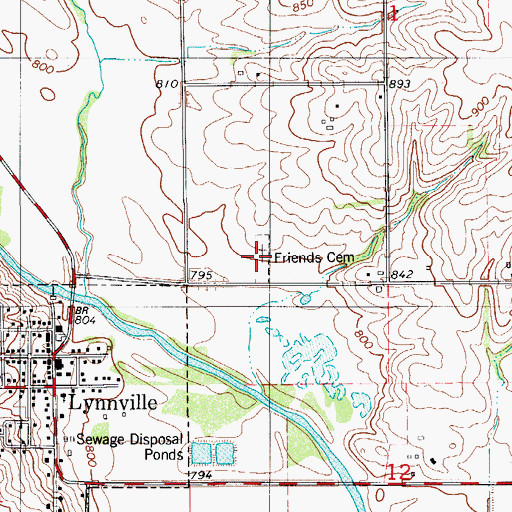 Topographic Map of Friends Cemetery, IA