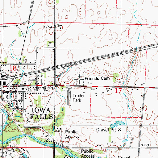 Topographic Map of Friends Cemetery, IA