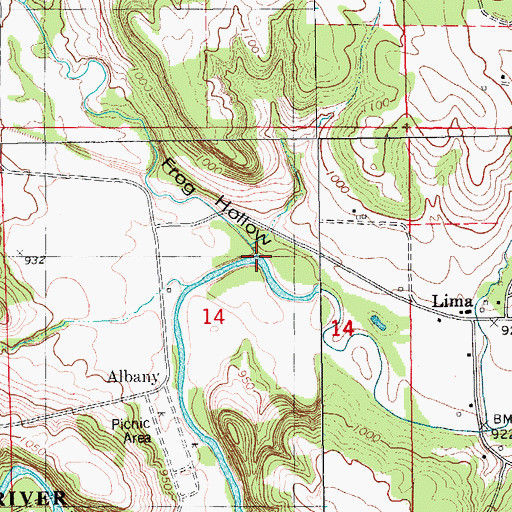 Topographic Map of Frog Hollow, IA