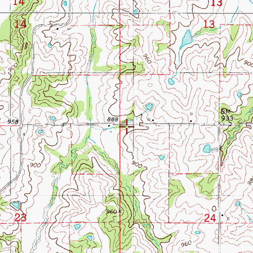 Topographic Map of Fry School, IA