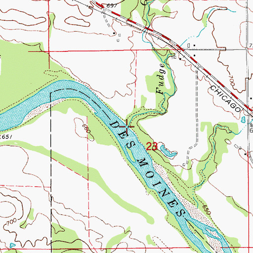 Topographic Map of Fudge Creek, IA