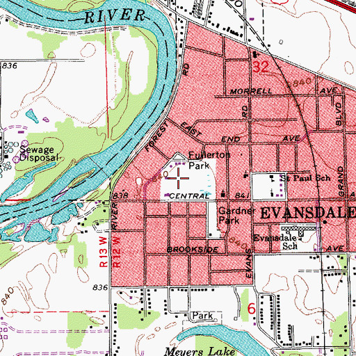 Topographic Map of Fullerton Park, IA