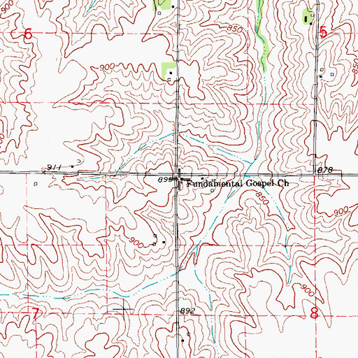 Topographic Map of Fundamental Gospel Church, IA