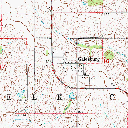 Topographic Map of Galesburg, IA