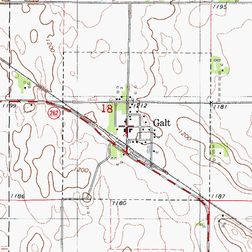 Topographic Map of Galt, IA