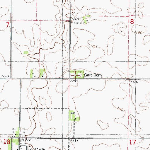 Topographic Map of Galt Cemetery, IA