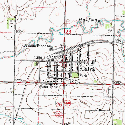 Topographic Map of Galva, IA