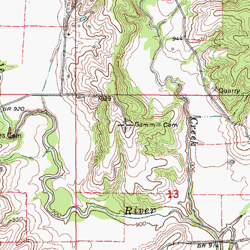 Topographic Map of Gammill Cemetery, IA