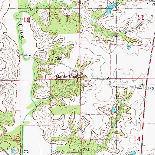 Topographic Map of Gantz Cemetery, IA