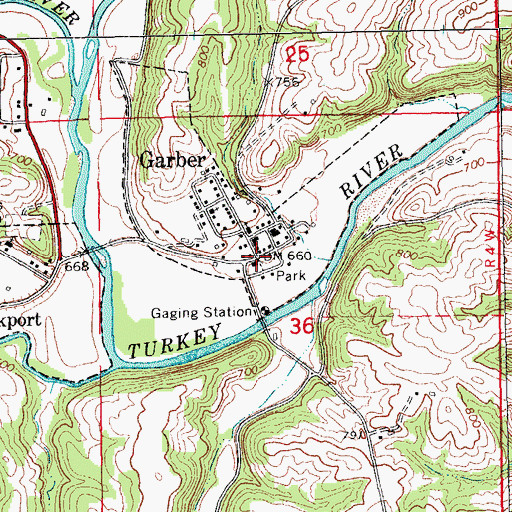Topographic Map of Garber, IA