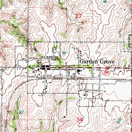 Topographic Map of Garden Grove, IA