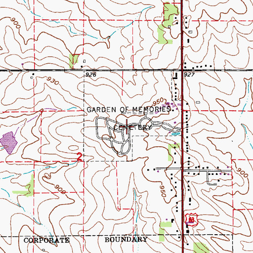 Topographic Map of Garden of Memories, IA