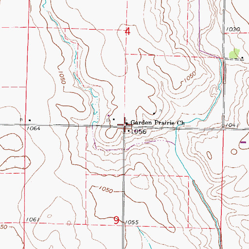 Topographic Map of Garden Prairie Church, IA