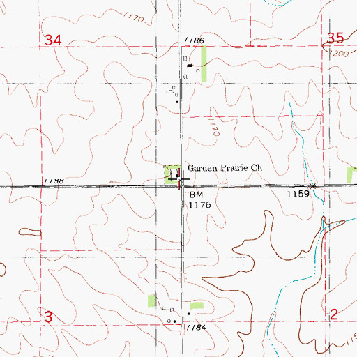 Topographic Map of Garden Prairie Church, IA