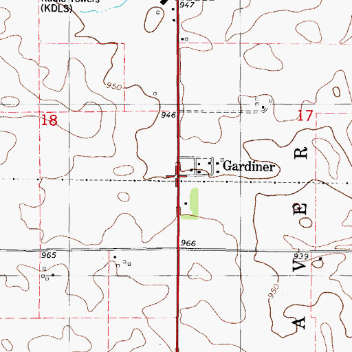 Topographic Map of Gardiner, IA
