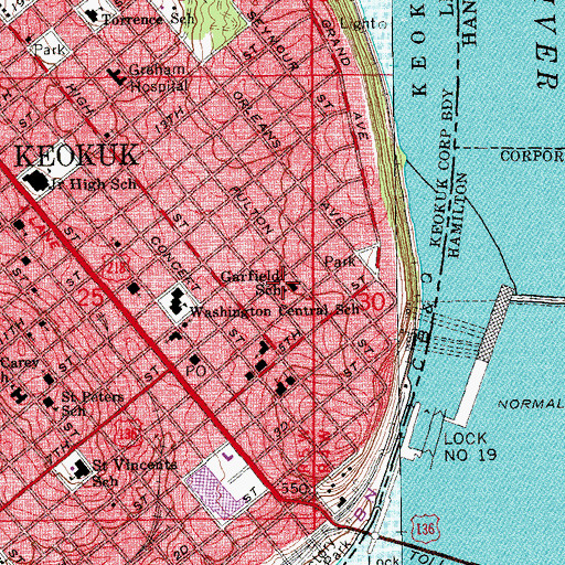 Topographic Map of Garfield School, IA