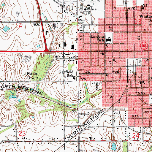 Topographic Map of Garfield School, IA
