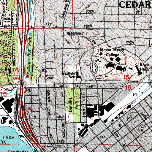 Topographic Map of Garfield Elementary School, IA