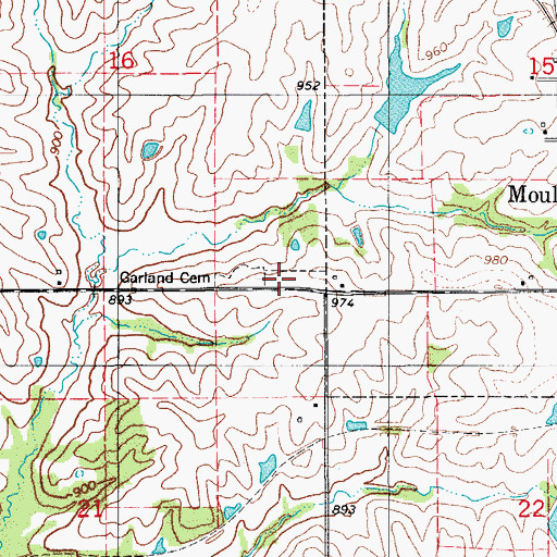 Topographic Map of Garland Cemetery, IA