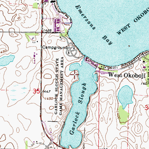 Topographic Map of Garlock Slough Wildlife Management Area, IA