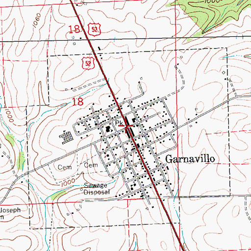 Topographic Map of Garnavillo, IA