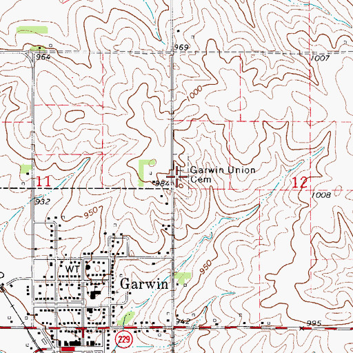 Topographic Map of Garwin Union Cemetery, IA
