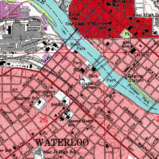 Topographic Map of Gates College, IA