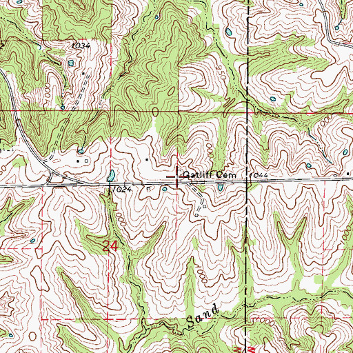 Topographic Map of Gatliff Cemetery, IA