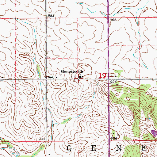 Topographic Map of Geneseo Church, IA
