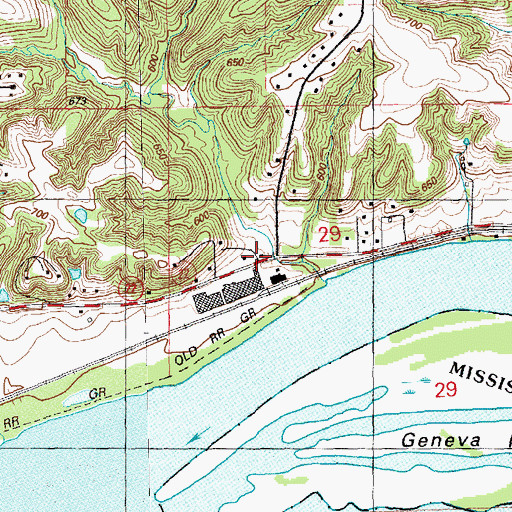 Topographic Map of Geneva School, IA