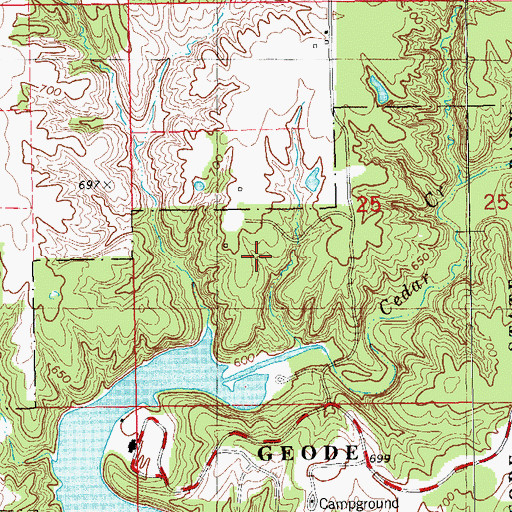 Topographic Map of Geode State Park, IA