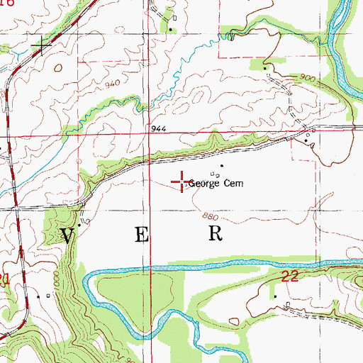 Topographic Map of George Cemetery, IA