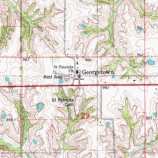 Topographic Map of Georgetown, IA