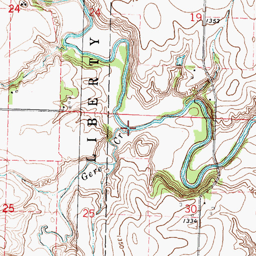 Topographic Map of Gere Creek, IA