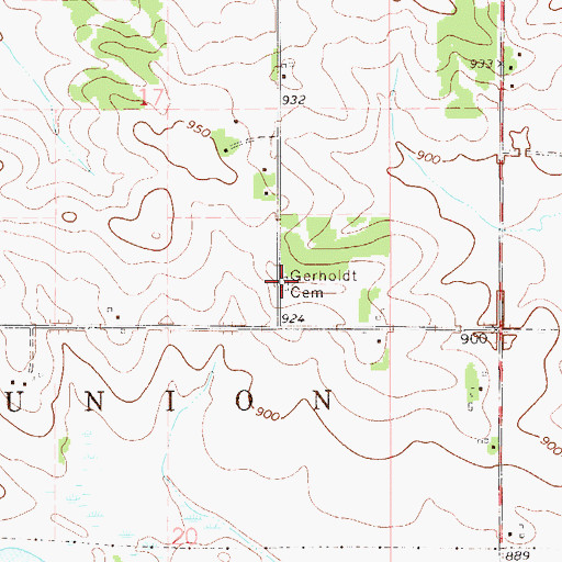 Topographic Map of Gerholdt Cemetery, IA