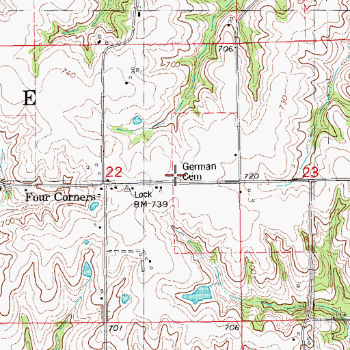 Topographic Map of German Lutheran Cemetery, IA