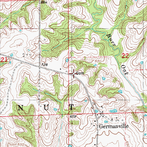 Topographic Map of Germanville Catholic Cemetery, IA