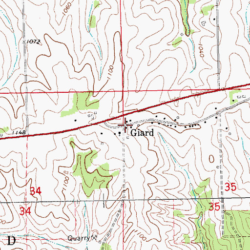 Topographic Map of Giard, IA