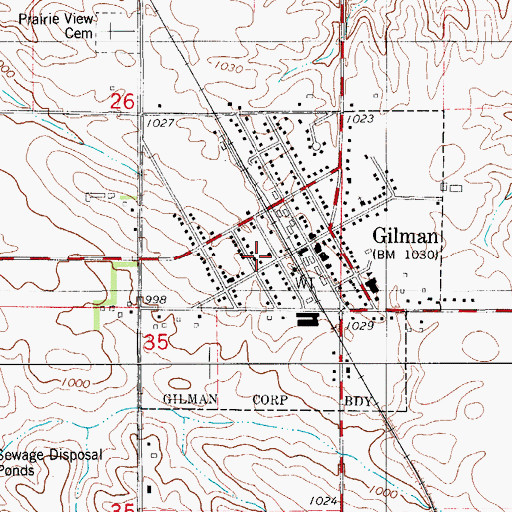 Topographic Map of Gilman, IA