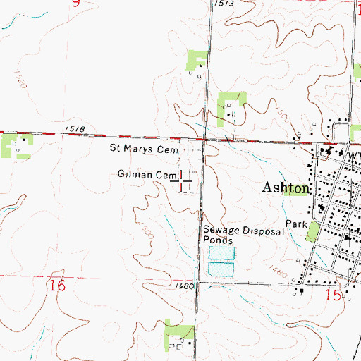 Topographic Map of Gilman Cemetery, IA