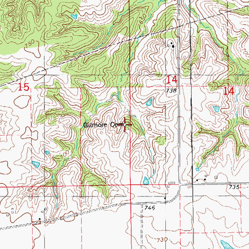 Topographic Map of Gilmore Cemetery, IA