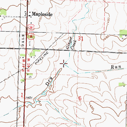 Topographic Map of Ginger Creek, IA