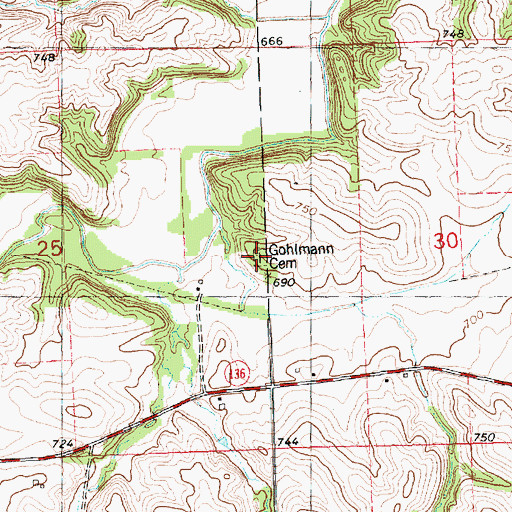 Topographic Map of Glahn Cemetery, IA