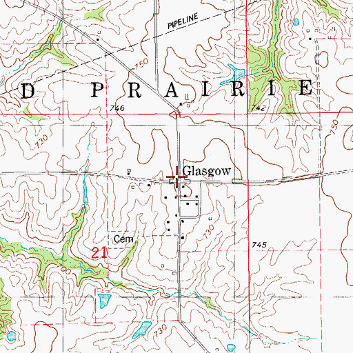 Topographic Map of Glasgow, IA