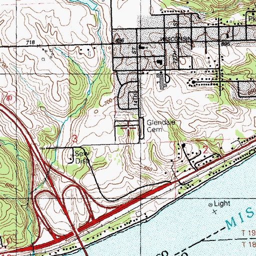Topographic Map of Glendale Cemetery, IA